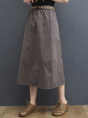 Retro Commuter Solid Color Slim Fit Skirt