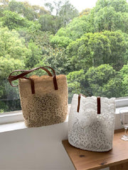 Solid Color Laced Bucket Bag