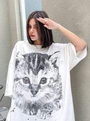 Women Loose Printed Loose Casual T-Shirt