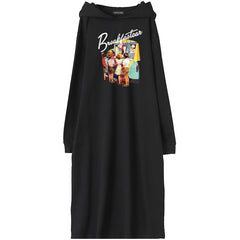 Women Retro Oil Painting Print Pullover Dress
