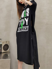 Letter Print Loose Straight Casual Dress