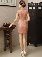 Lace Elegant Short Slim Cheongsam Dress