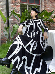 Striped Printed Loose Maxi Dress