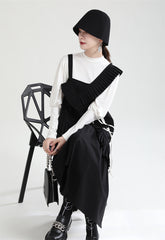 Retro Irregular Solid Color Midi Dress Suit