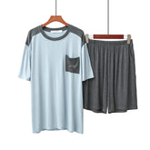 Round Neck Contrast Color Pajamas Loose Homewear Three-Piece Suit