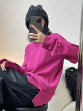 Simple And Loose Solid Color Slit T-Shirt Top