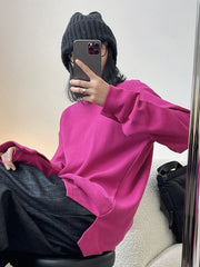 Simple And Loose Solid Color Slit T-Shirt Top