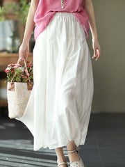 Solid Color Double Hemp Skirt With Large Skirt