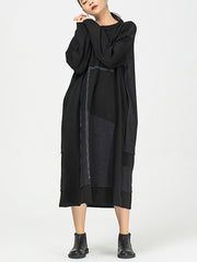 Casual Round-Neck Split-Joint Midi Dress