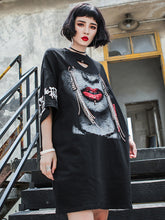 Hip-Hop Round Neck Print Hollow Casual T-Shirt