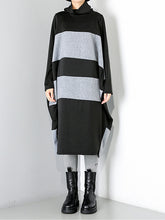 Women High Neck Pullover Contrast Dress