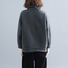 Women High Collar Color Block Pullover Sweatshirt