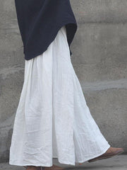 Loose Several Color Big-Hem Long Cotton Skirts