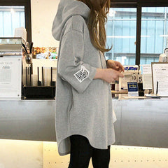 Hooded Drawstring Loose Sweatshirt