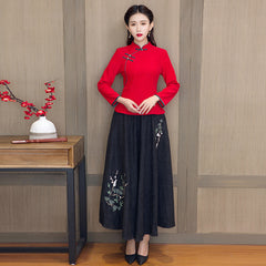 Retro Oriental Charm Tang  Cheongsam Suit
