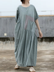 Simple Light Color-Block Solid Maxi Dress