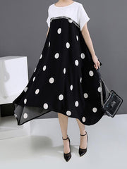 Loose Polka-Dot Cropped High-Waist Long Dress