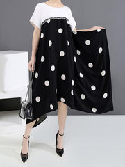 Loose Polka-Dot Cropped High-Waist Long Dress