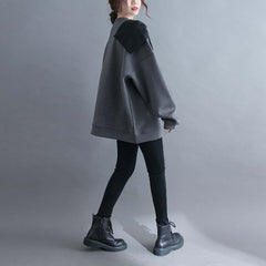 Women Thick Stitching Loose Casual Sweatshirt