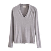 Women Solid Color V-Neck All-Match Sweater