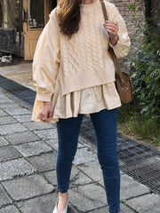 Splicing Sweater Solid Color Fack Two-Piece Top