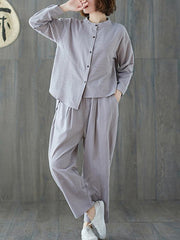 Loose Striped Comfortable Cotton Suits