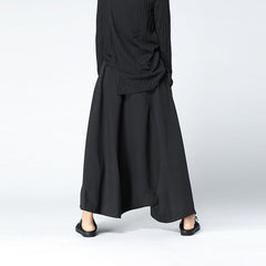 Mid-Rise Solid Color Crotch Flared Pants