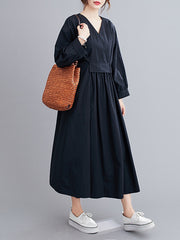 Original Solid Elasticity Waist Dress