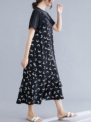 New Split-Joint Printed Lace Chiffon Dress
