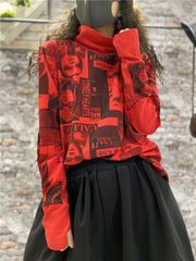 Magazine Print Casual Stripe Sweater