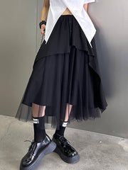 Elastic High Waist Slimming Irregular Stitching Skirt