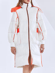 Women Casual Color Contrast Stitching Coat