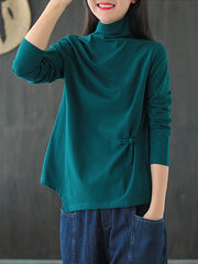 Women Retro Casual High Neck Bottoming Shirt