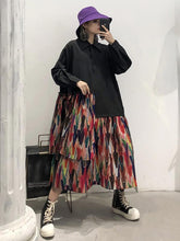 Colorful Printed Cropped Split-Joint Midi Dress