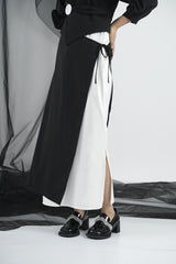 Colorblock Stitching High Waist Elastic Waist Slim Skirt