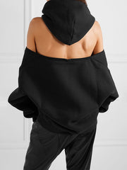 Women Strapless Hooded Plus Fleece Sweatshirt