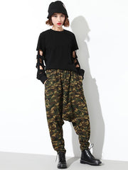 Casual Drop-crotch Camouflage Harem Pants