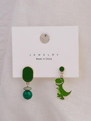 Cute Cartoon Printed Asymmetric Earrings