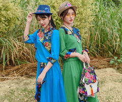 Ethnic Embroidered Shirt With Elastic Waist Tassel Skirt Suit