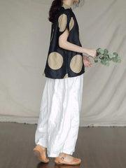 Retro V-neck Polka-dot T-shirt