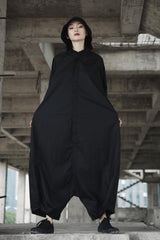 Women Round Neck Solid Color One Piece Casual Pants