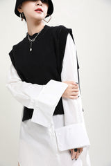 Women Color Matching Splicing Casual Dress