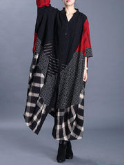 Loose Contrast Color Cropped Splicing V-Neck Outwear