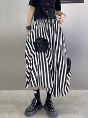 Urban High Waisted Applique Striped Floral Skirts