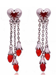 Red Drop Nectarine Heart Earrings