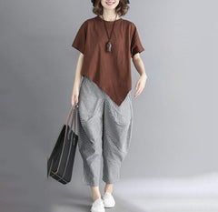 Loose Solid Color Irregular T-Shirt