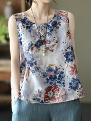 Printed Summer Split-Joint Sleeveless Top