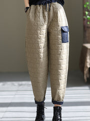 Retro  Splicing Pocket Loose Cotton Pants