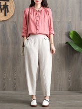 Vintage Ramie Cotton Solid Pant