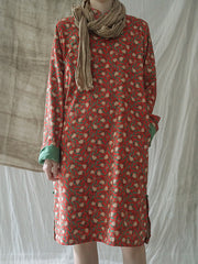 Retro Diagonal Single-Breasted Midi Dress